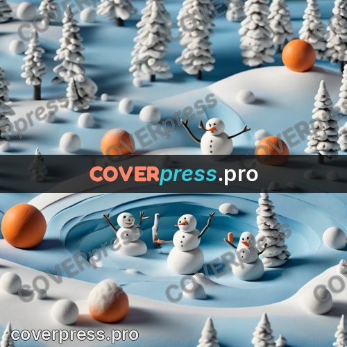 Clay figurine: snowman on a snowy field