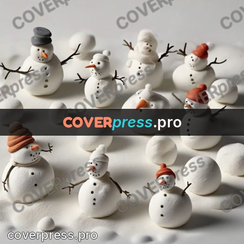 Clay figurine: snowman with twigs for arms