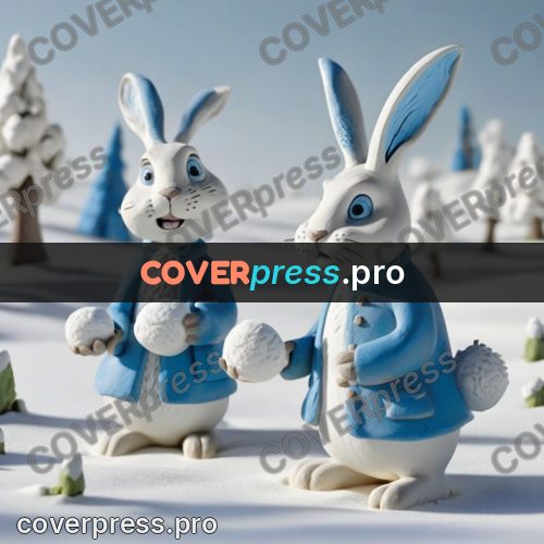Clay figurine: hare on snow among trees