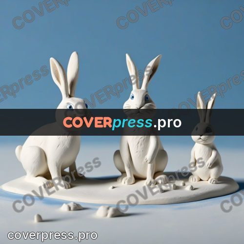 Clay figurine: hare on snow among trees