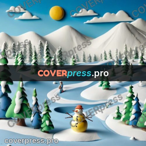 Clay figurine: snowy valley with fir trees