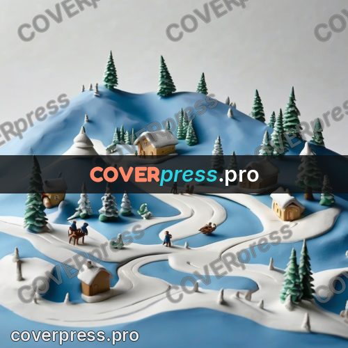 Clay figurine: snowy valley with fir trees
