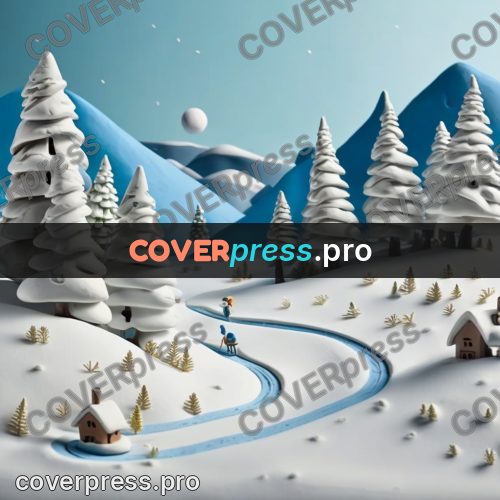 Clay figurine: snowy valley with fir trees