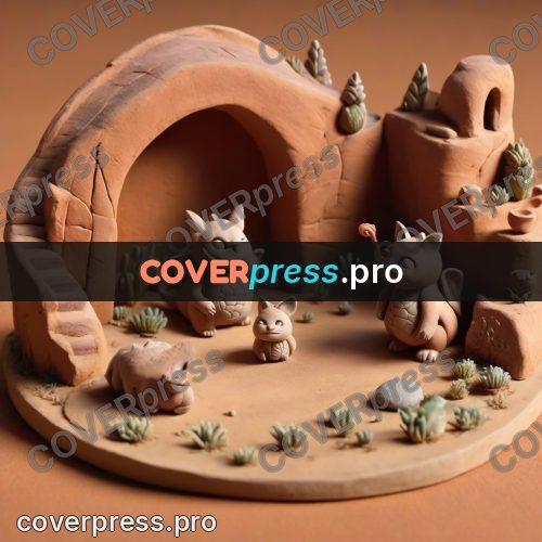 Clay figurine: creature under a modelled arch