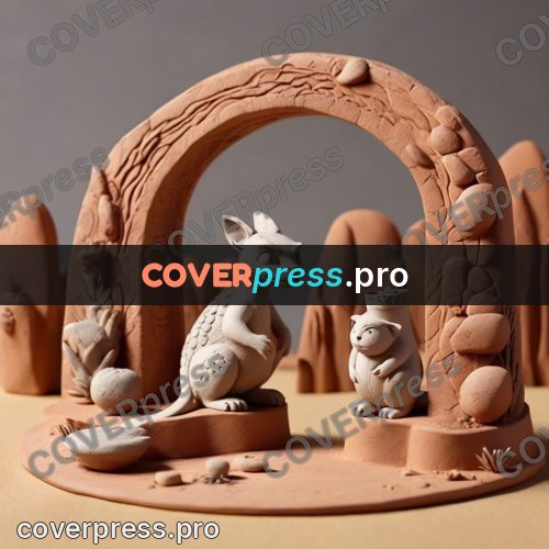 Clay figurine: creature under a modelled arch