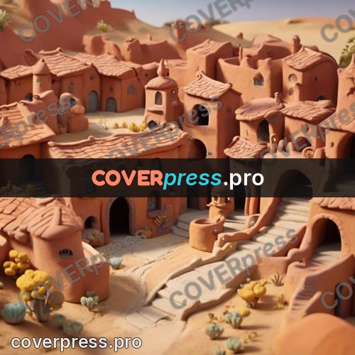 Clay figurine: town with towers and arches