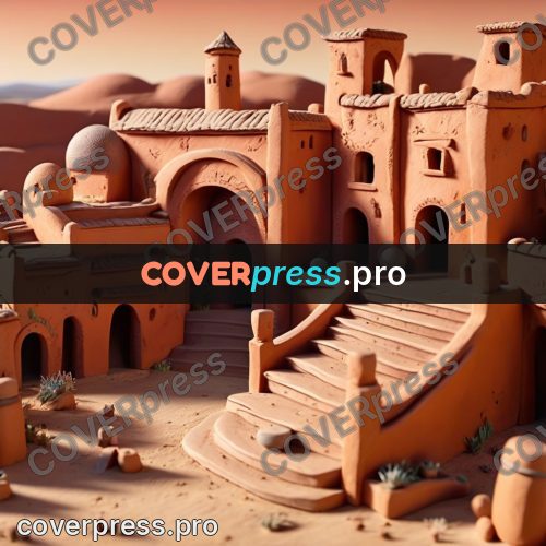 Clay figurine: town with towers and arches