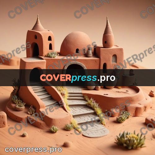 Clay figurine: town with towers and arches