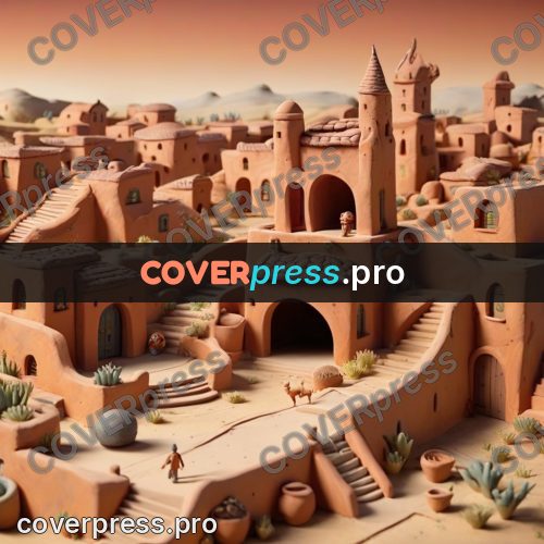 Clay figurine: town with towers and arches