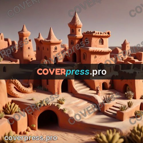 Clay figurine: town with towers and arches