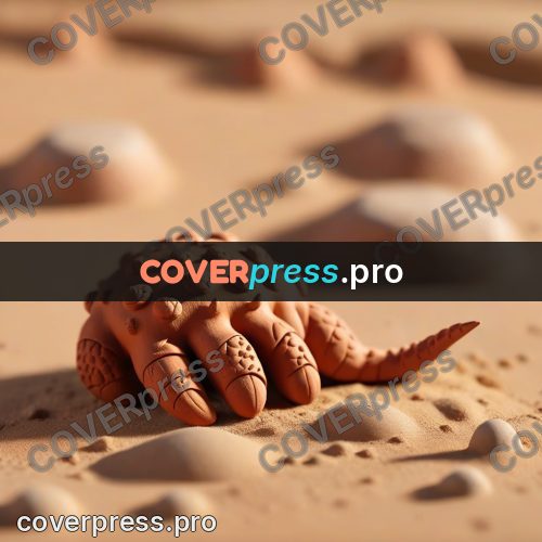 Clay figurine: sand with stones and grooves