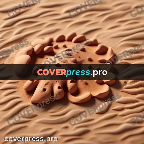 Clay figurine: sand with stones and grooves