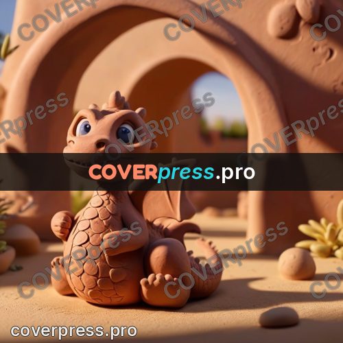 Clay figurine: dragon by a rock arch