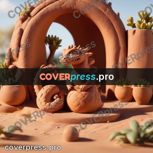 Clay figurine: dragon by a rock arch