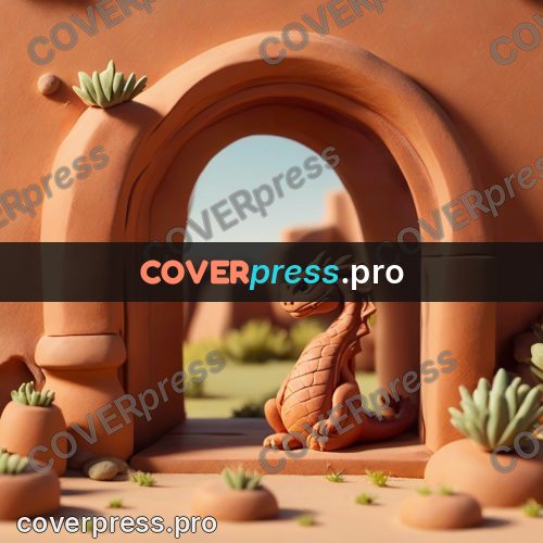 Clay figurine: dragon by a rock arch