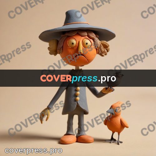 Clay figurine: scarecrow in a hat and coat
