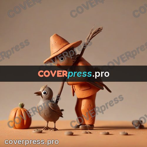 Clay figurine: scarecrow in a hat and coat