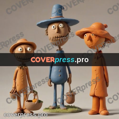 Clay figurine: scarecrow in a hat and coat