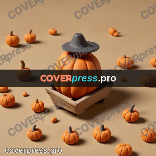 Clay figurine: cart of pumpkins on wheels