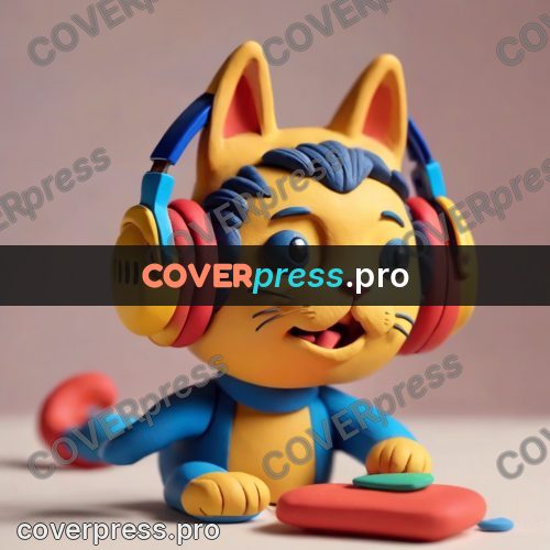 Clay figurine: yellow cat in headphones