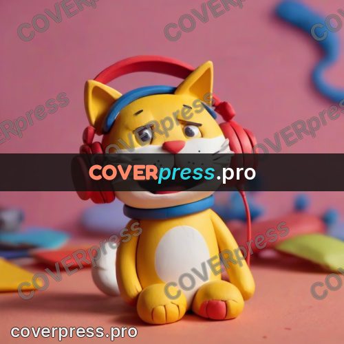 Clay figurine: yellow cat in headphones