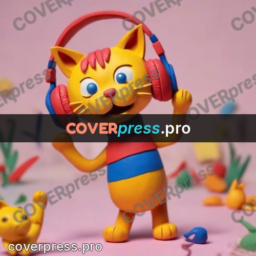 Clay figurine: yellow cat in headphones