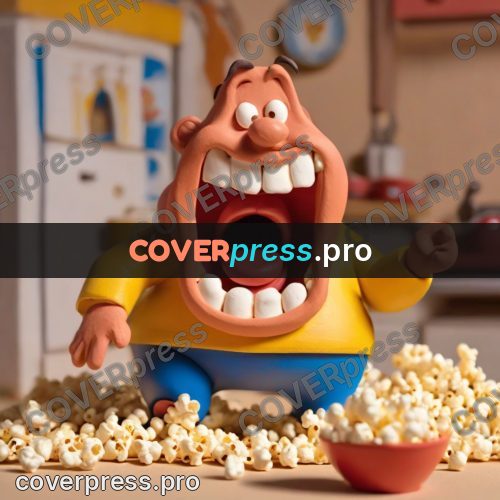 Clay figurine: man with popcorn and open mouth