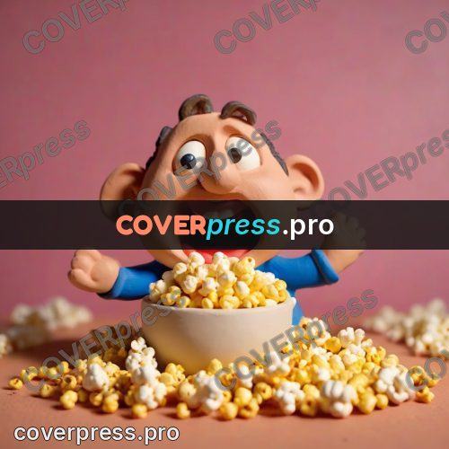 Clay figurine: man with popcorn and open mouth