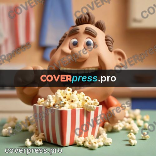 Clay figurine: man with popcorn and open mouth