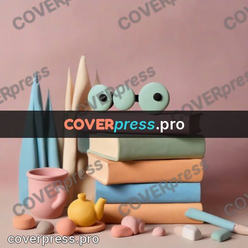 Clay figurine: stack of books with glasses