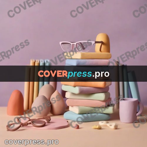 Clay figurine: stack of books with glasses