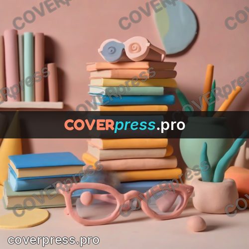 Clay figurine: stack of books with glasses