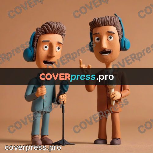 Clay figurine: men at a microphone stand