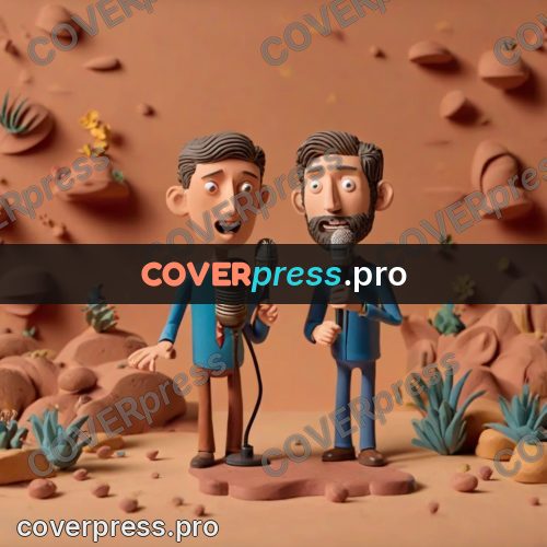 Clay figurine: men at a microphone stand