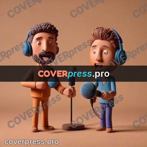Clay figurine: men at a microphone stand