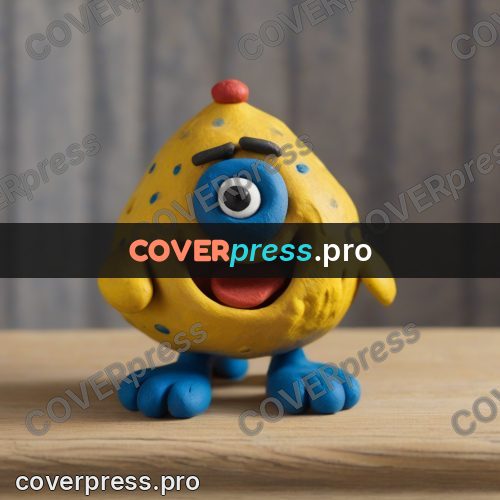 Clay figurine: yellow creature with blue feet