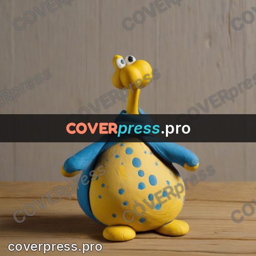 Clay figurine: yellow creature with blue feet