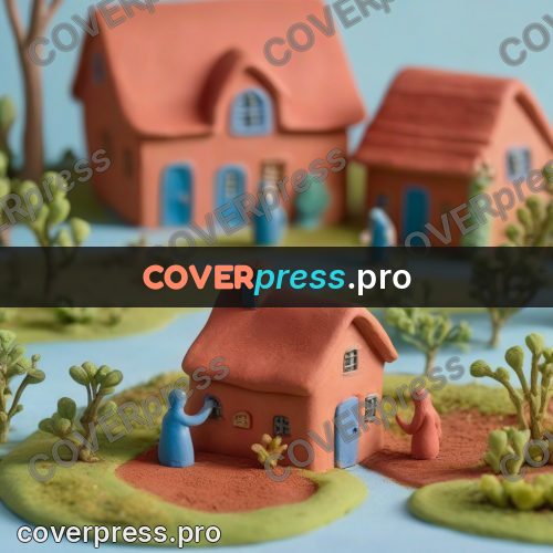Clay figurine: cottage with a coloured roof