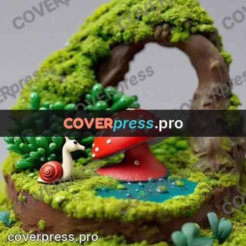 Clay figurine: red toadstool on a mossy patch