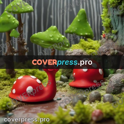Clay figurine: red toadstool on a mossy patch