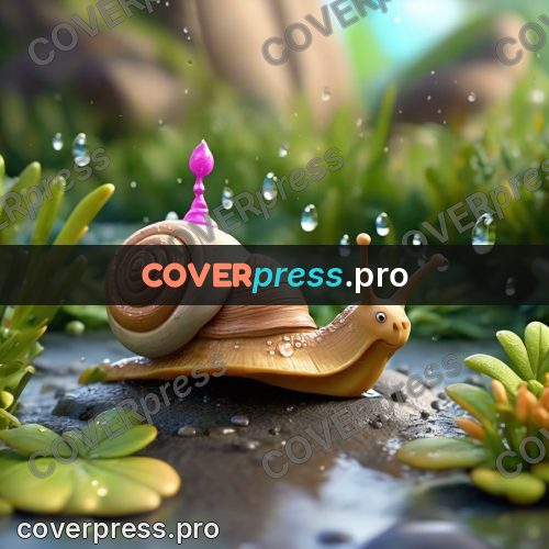 Clay figurine: snail among water drops