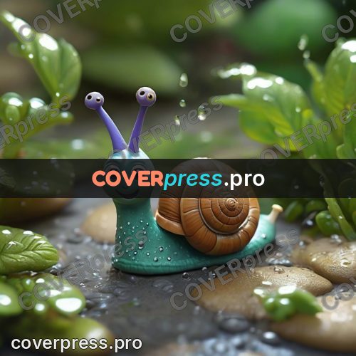Clay figurine: snail among water drops