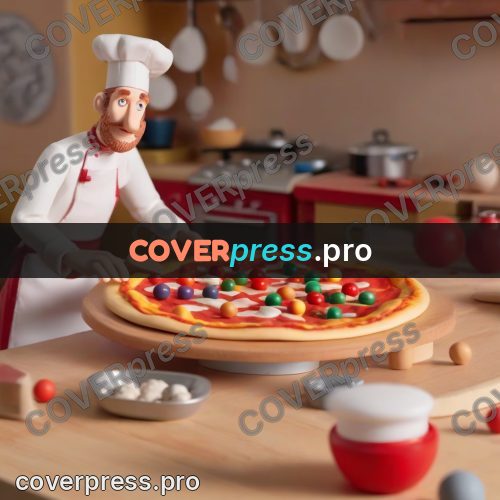 Clay figurine: chef with a pizza