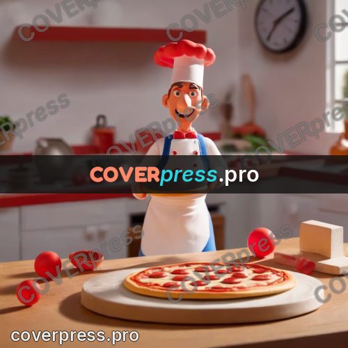 Clay figurine: chef with a pizza