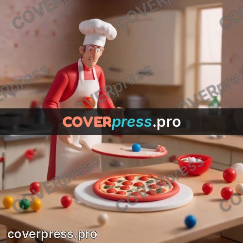 Clay figurine: chef with a pizza