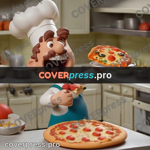 Clay figurine: chef with a slice of pizza