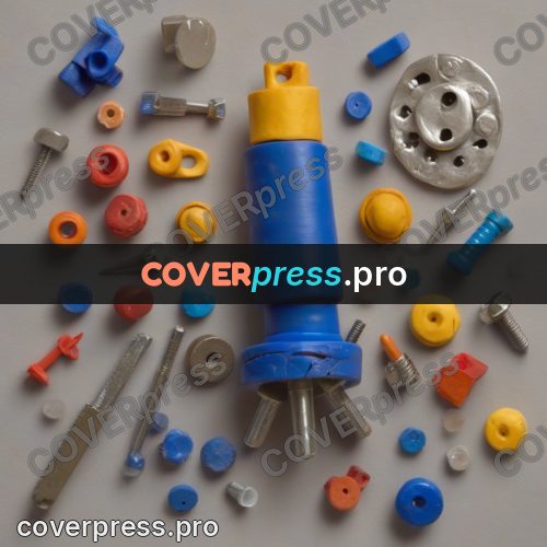 Clay figurine: parts and bolts on a table