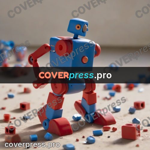 Clay figurine: blue and red robot