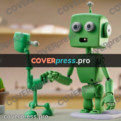 Clay figurine: green robot with round eyes