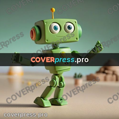 Clay figurine: green robot with round eyes